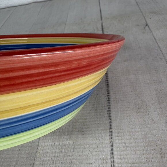 Gibson STYLISH LIVING RAINBOW STRIPES Multicolor Round Stoneware Serving Bowl - Picture 12 of 16